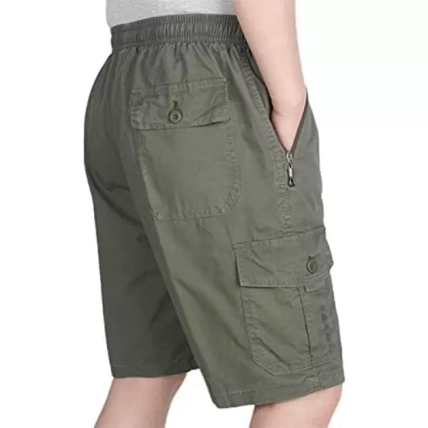 IDEALSANXUN Mens Cargo Shorts Elastic Waist Drawstring Relaxed Fit Casual Summer Cargo ShortsArmy