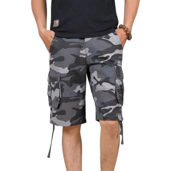 IDEALSANXUN Mens Casual Fifth Camo Cargo ShortsBlue