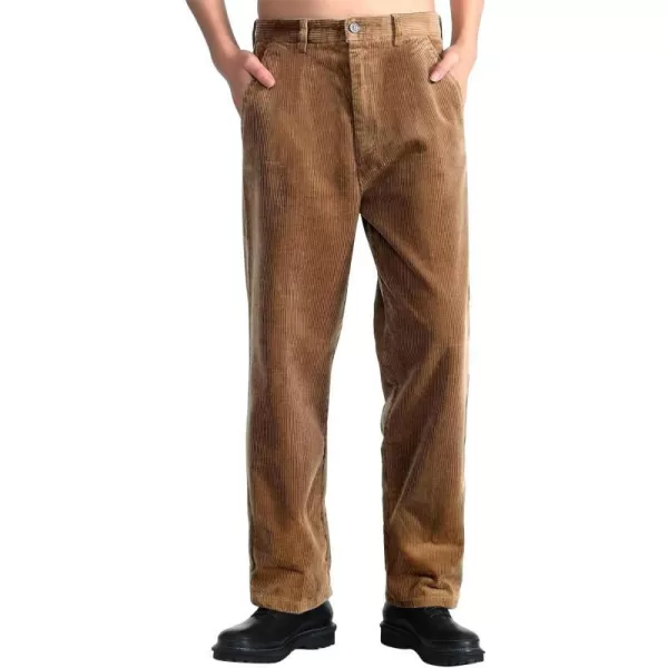 IDEALSANXUN Mens Corduroy Pants Flat Front Straight Leg Casual Pants1camel