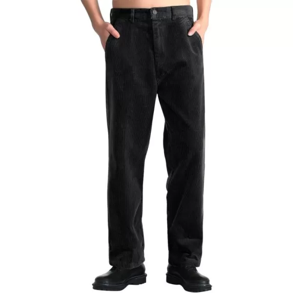 IDEALSANXUN Mens Corduroy Pants Flat Front Straight Leg Casual PantsBlack