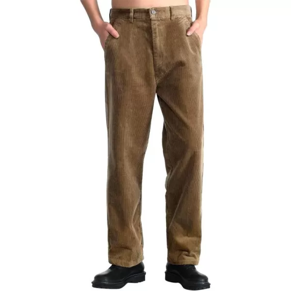 IDEALSANXUN Mens Corduroy Pants Flat Front Straight Leg Casual PantsBrown