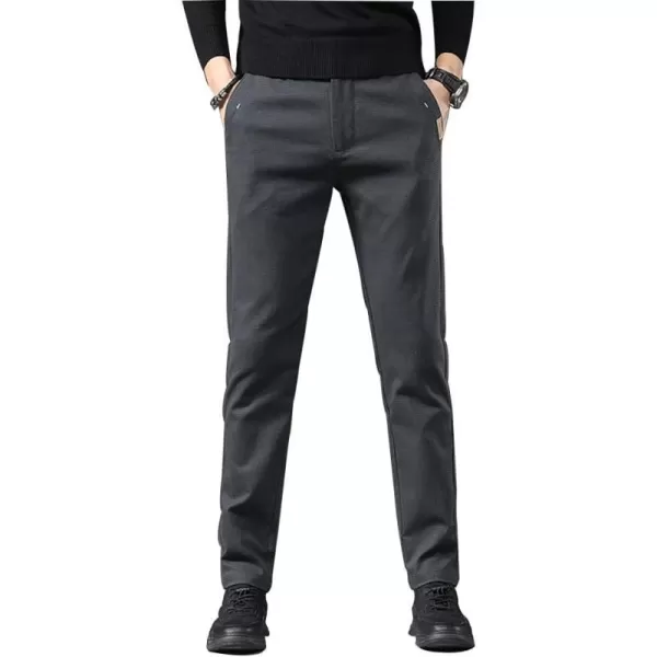 IDEALSANXUN Mens Cotton Pants Slim Fit Stretch Chino Pants Straight Leg Dress PantDark Grey