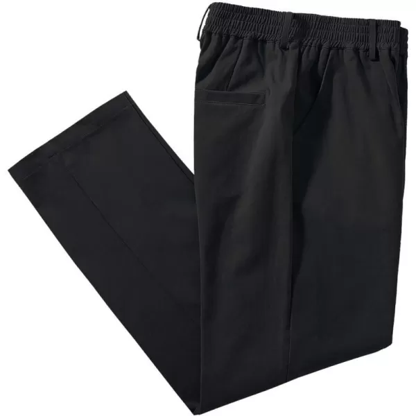 IDEALSANXUN Mens Elastic Waist Pants Mock Fly Loose Fit Casual Twill Pant TrouserBlack