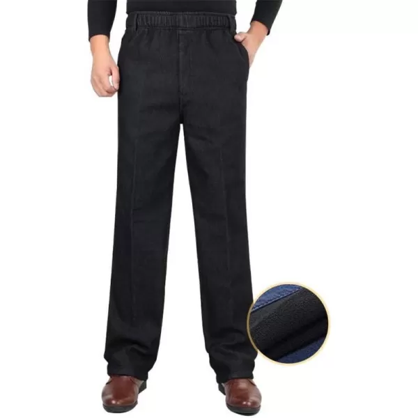 IDEALSANXUN Mens Fleece Lined Corduroy Pants Winter Casual PantsBlack