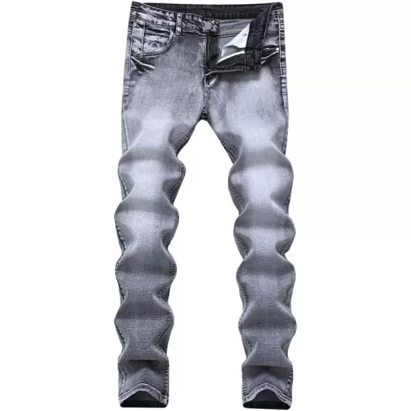 IDEALSANXUN Mens Skinny Stretchy Tight Jeans Slim Moto Biker Denim PantsGrey