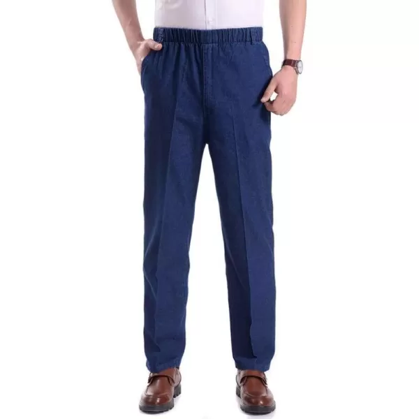 IDEALSANXUN Mens Thin Jeans Elastic Waist Loose Fit Denim PantsDark Blue