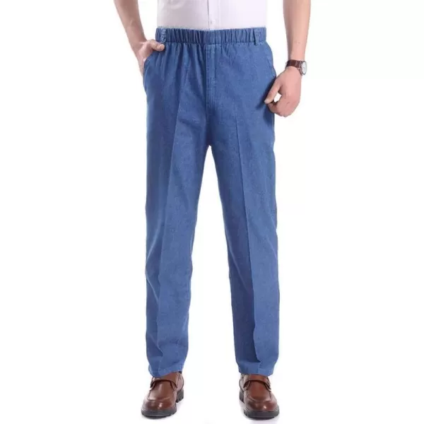 IDEALSANXUN Mens Thin Jeans Elastic Waist Loose Fit Denim PantsLight Blue