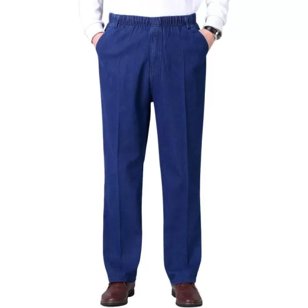 IDEALSANXUN Mens Thin Jeans Elastic Waist Loose Fit Denim PantsMid Blue