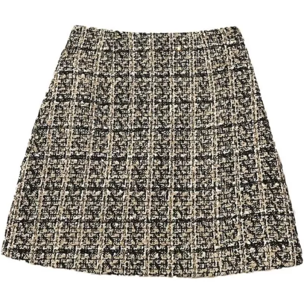 IDEALSANXUN Mini Skirts for Women Trendy High Waisted Fall Winter Tweed Short Skirt Bodycon Plaid SkirtBeige