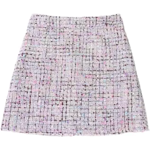 IDEALSANXUN Plaid Skirts for Women Trendy 2023 High Waisted A Line Bodycon Tweed Mini SkirtWhite