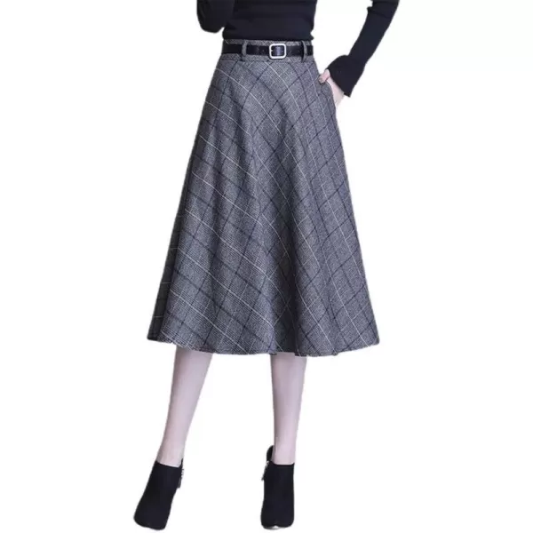 IDEALSANXUN Plaid Skirts for Womens High Waist Aline Flared Midi SkirtsGrey