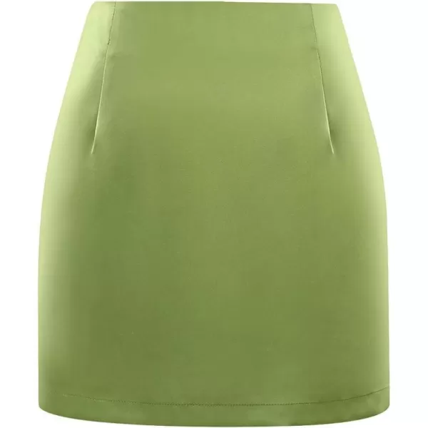 IDEALSANXUN Satin Skirts for Women Trendy High Waisted Cute Ladies Silk Mini SkirtGreen