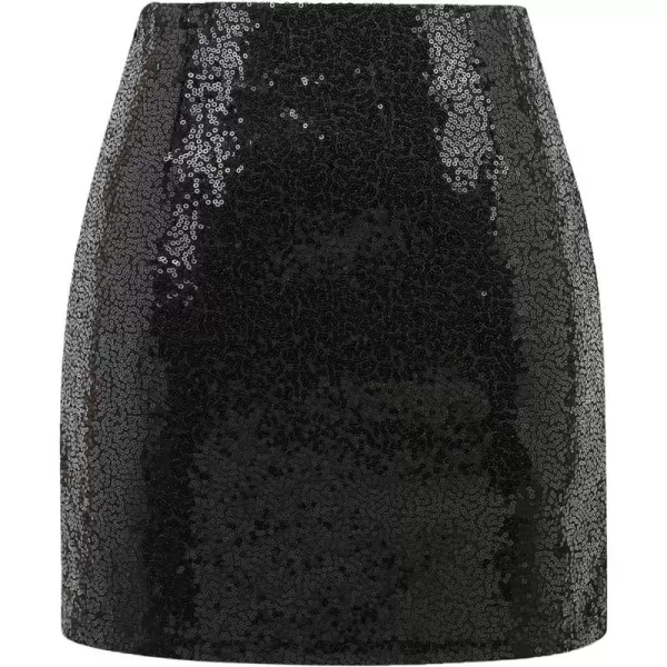 IDEALSANXUN Sequin Skirt for Women 2023 Sparkly Mini SkirtBlack
