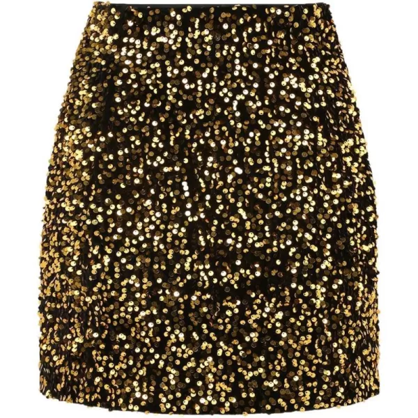 IDEALSANXUN Sequin Skirts for Women Trendy 2023 Sparkly Mini SkirtBlack Gold