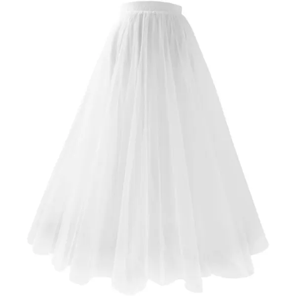 IDEALSANXUN Tulle Skirts for Women Layered Ruffle Tutu Summer Beach Fluffy Ruffle Fairy Mesh Midi Pleated SkirtsWhite