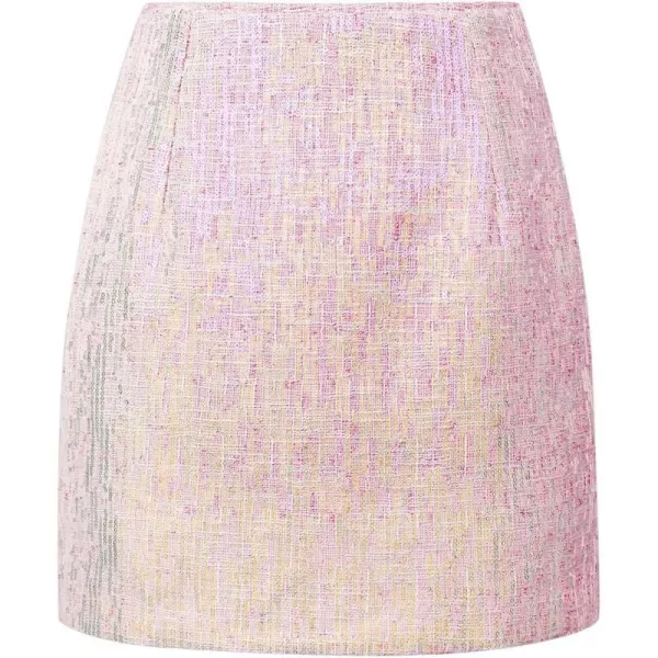 IDEALSANXUN Tweed Sequin Skirts for Women High Waisted Pencil Mini Skirts 2023Small Sequin Pink