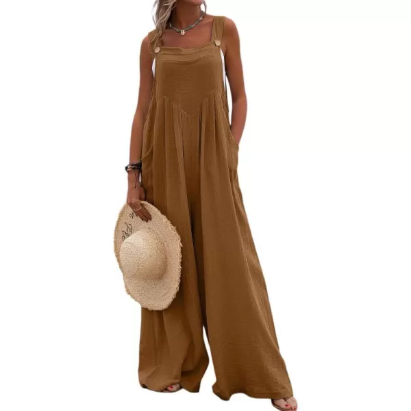 IDEALSANXUN Wide Leg Overalls for Womens Boho Comfy Baggy Loose Jumpsuits RomperBrown