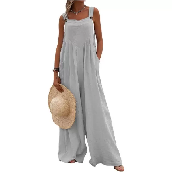 IDEALSANXUN Wide Leg Overalls for Womens Boho Comfy Baggy Loose Jumpsuits RomperGrey