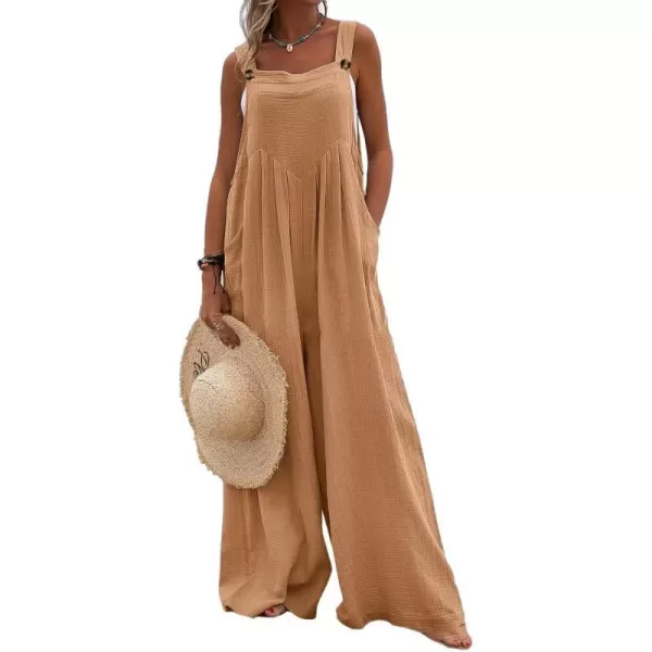 IDEALSANXUN Wide Leg Overalls for Womens Boho Comfy Baggy Loose Jumpsuits RomperOrange