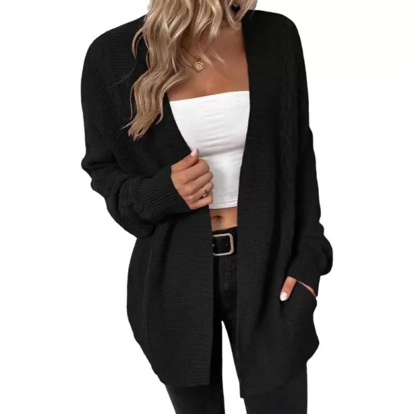IDEALSANXUN Women Cardigan Sweater Oversized V Neck Long Sleeve Casual Fall Winter 2023 Knit Sweater Jacket CoatBlack