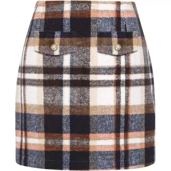 IDEALSANXUN Women Plaid Mini Skirts Trendy High Waisted Bodycon Pencil Wool Short SkirtsBrown