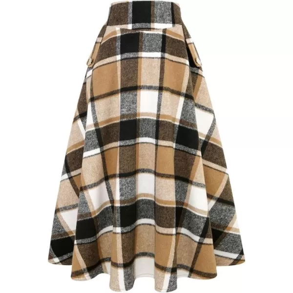 IDEALSANXUN Womens FallWinter High Waist Plaid Slim Aline Long SkirtPlaid Brown New