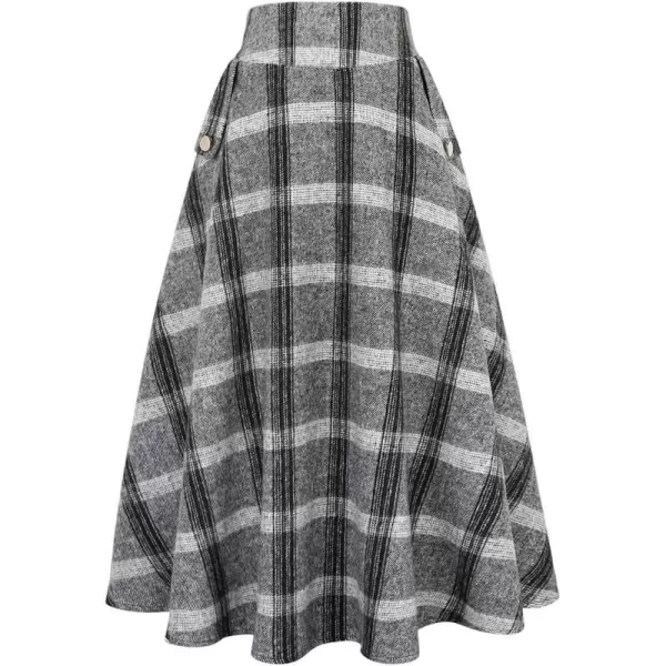 IDEALSANXUN Womens FallWinter High Waist Plaid Slim Aline Long SkirtPlaid Grey