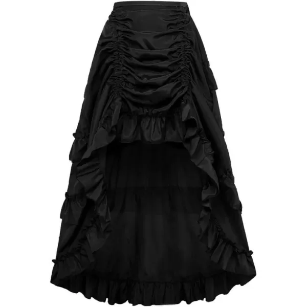 IDEALSANXUN Womens Gothic Steampunk High Low Long Skirts Buttons Lace Hem Renaissance Pirate Skirts2 Black