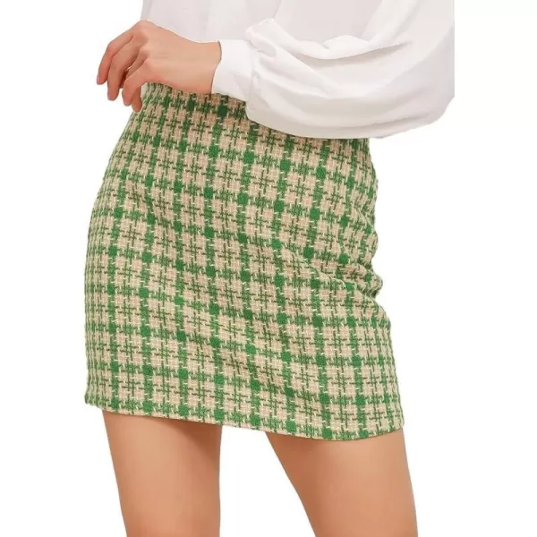 IDEALSANXUN Womens High Waist Slim Fit Aline Plaid Mini SkirtsGreen