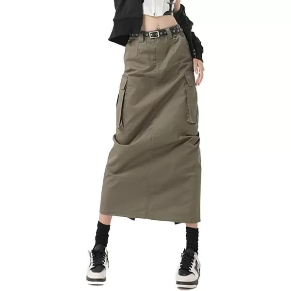 IDEALSANXUN Womens Long Cargo Skirts 2023 Fashion High Waisted Aline Grunge Y2k ClothingArmy