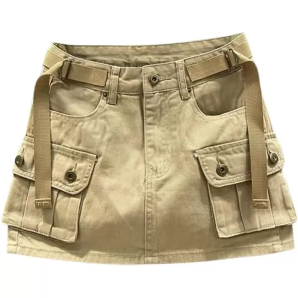 IDEALSANXUN Womens Min Denim Cargo Skirt Y2k Clothing1khaki