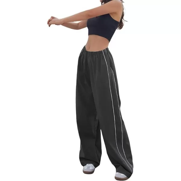 IDEALSANXUN Womens Parachute Pants Wide Leg Baggy Track PantsDark Grey