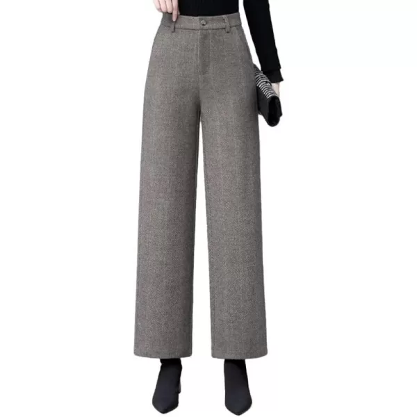 IDEALSANXUN Wool Blend Wide Leg Pants for Women Elastic High Waisted Winter Pants TrousersKhaki