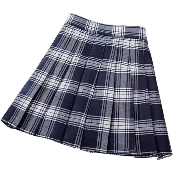 Womens Plaid Pleated Skirts High Waist Mini Plaid SkirtPlaid Black