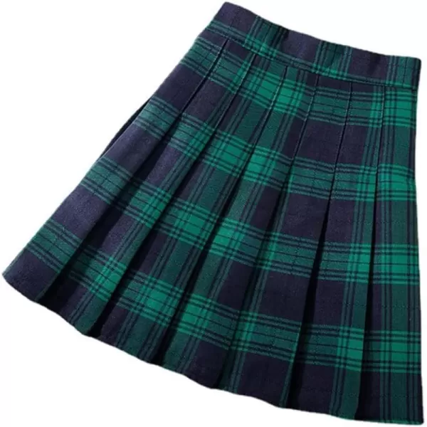 Womens Plaid Pleated Skirts High Waist Mini Plaid SkirtPlaid Green