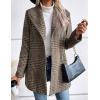 imageIDEALSANXUN Long Wool Plaid Blazer for Women Fall Outfits Winter Trench Coat Long Sleeve Casual Dressy Lapel Jacket PeacoatBeige Brown