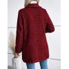 imageIDEALSANXUN Long Wool Plaid Blazer for Women Fall Outfits Winter Trench Coat Long Sleeve Casual Dressy Lapel Jacket PeacoatWine