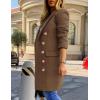 imageIDEALSANXUN Womens Fall Winter Wool Coats Double Breasted Midi Peacoat Trench CoatsDark Khaki
