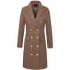 imageIDEALSANXUN Womens Fall Winter Wool Coats Double Breasted Midi Peacoat Trench CoatsDark Khaki