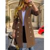 imageIDEALSANXUN Womens Fall Winter Wool Coats Double Breasted Midi Peacoat Trench CoatsDark Khaki