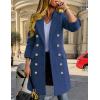 imageIDEALSANXUN Womens Fall Winter Wool Coats Double Breasted Midi Peacoat Trench CoatsMisty Blue