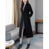 imageIDEALSANXUN Womens Shawl Collar Long Wool Coats Fall Winter Double Breasted Trench CoatBlack