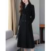 imageIDEALSANXUN Womens Shawl Collar Long Wool Coats Fall Winter Double Breasted Trench CoatBlack