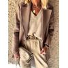 imageIDEALSANXUN Womens Wool Blazer Fall Winter Pea Coat Business Work Suit JacketsDark Khaki