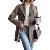 imageIDEALSANXUN Long Wool Plaid Blazer for Women Fall Outfits Winter Trench Coat Long Sleeve Casual Dressy Lapel Jacket PeacoatBeige Brown