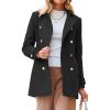 imageIDEALSANXUN Womens Fall Winter Peacoat Wool Coat Double Breasted Blazer Jacket Trench CoatBlack