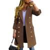 imageIDEALSANXUN Womens Fall Winter Wool Coats Double Breasted Midi Peacoat Trench CoatsDark Khaki