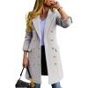 imageIDEALSANXUN Womens Fall Winter Wool Coats Double Breasted Midi Peacoat Trench CoatsLight Grey