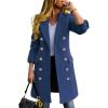 imageIDEALSANXUN Womens Fall Winter Wool Coats Double Breasted Midi Peacoat Trench CoatsMisty Blue
