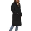 imageIDEALSANXUN Womens Fall Winter Wool Coats Double Breasted Trench Coats PeacoatBlack
